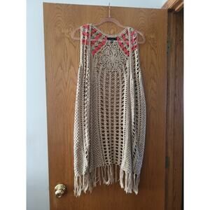 Sanctuary Boho Hippie Western Crochet Fringe Festival Summer Concert Vest EUC L